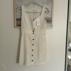 White denim mini dress